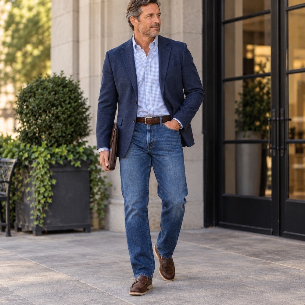 Jos. A. Bank Jeans Tailored Fit Stretch Straight Leg Dark Wash Men's 36x32